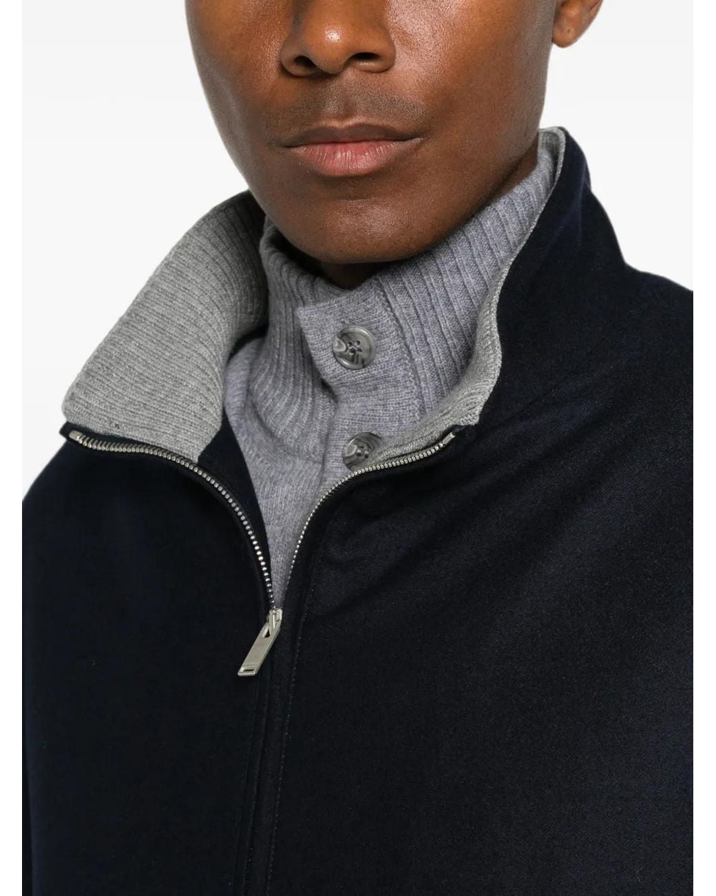 Lardini Black Zip-Up Bomber Jacket for men