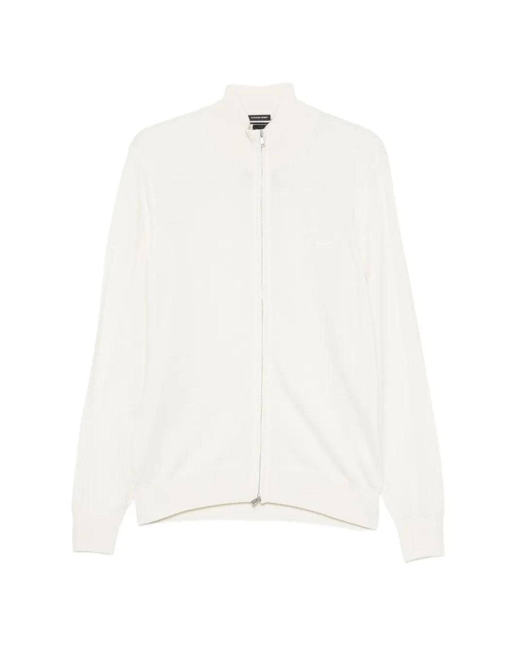 Boss White Balonso Zip-Up Cardigan for men