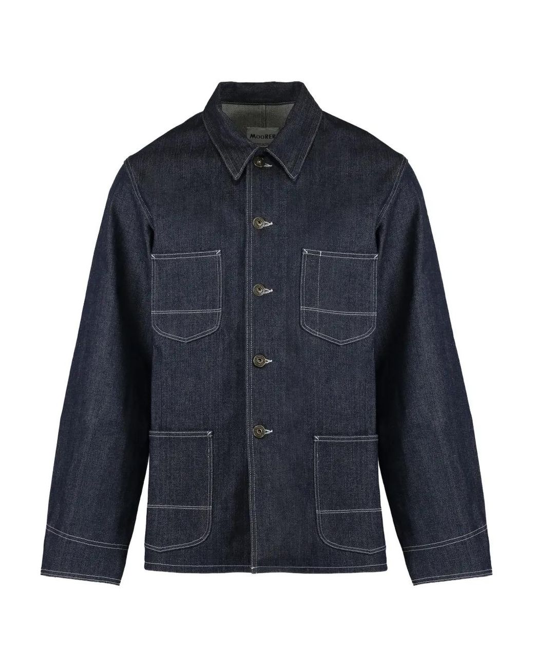 Moorer Blue Four-Pocket Cotton Shirt for men