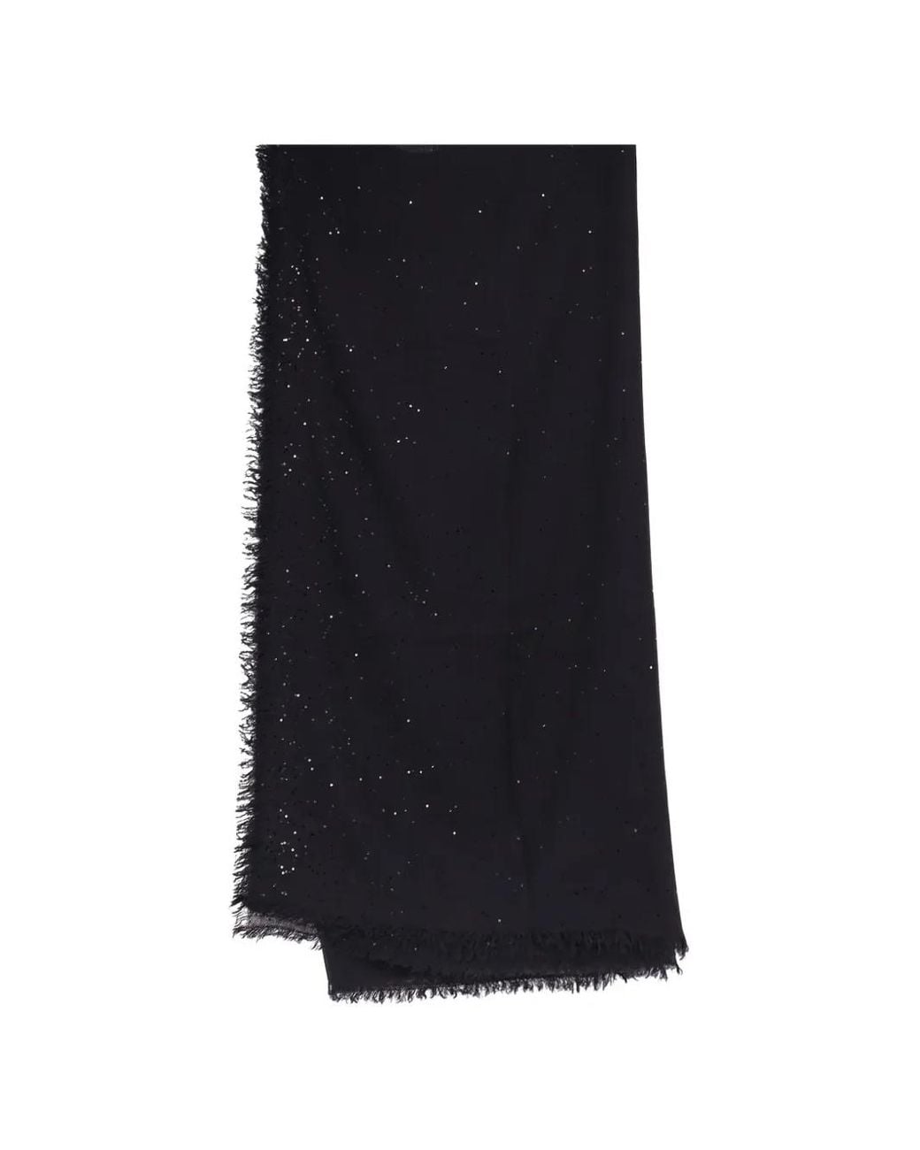 Faliero Sarti Black Sequin-Embellished Frayed Scarf