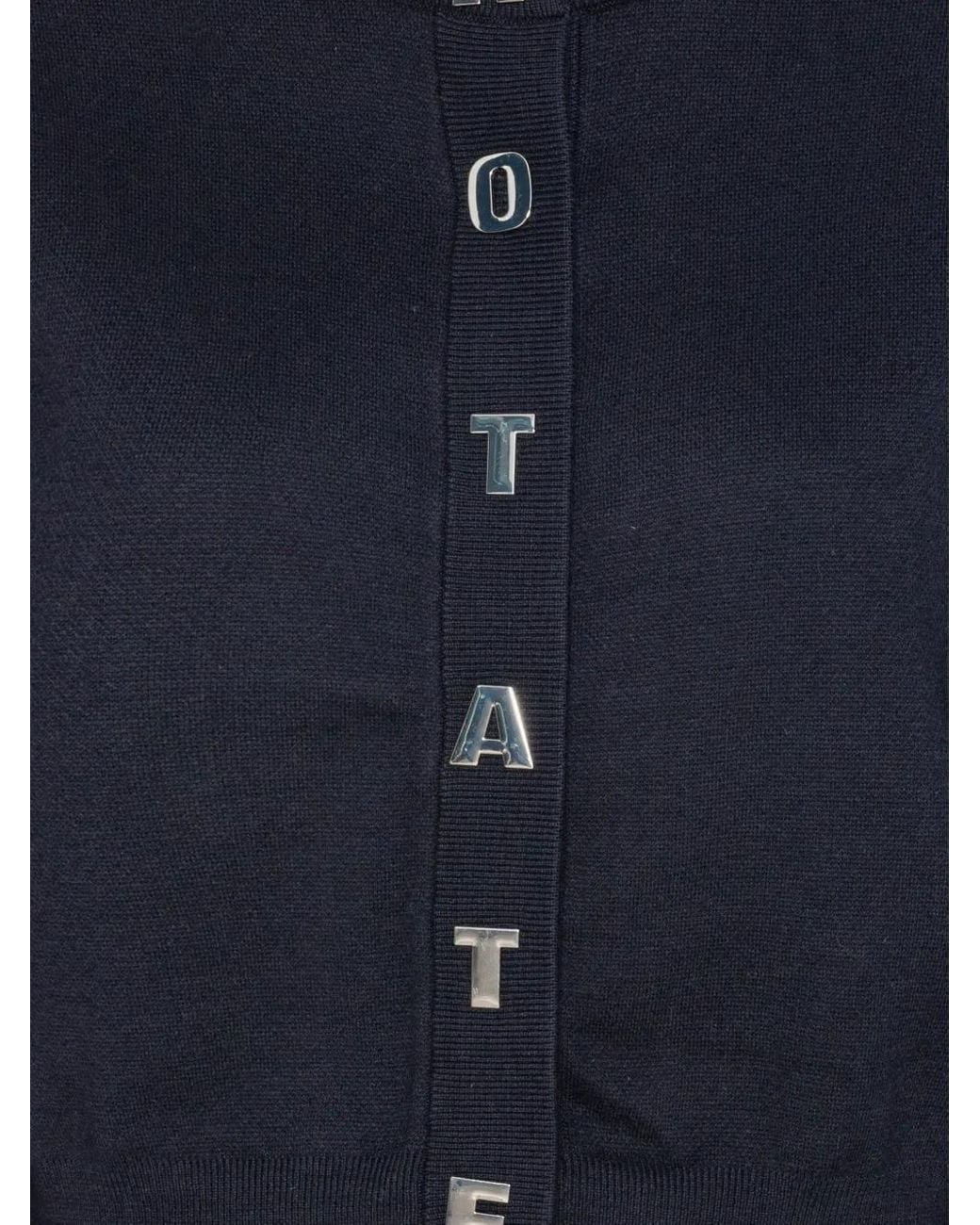 ROTATE BIRGER CHRISTENSEN Blue Letter Cardigan Aus Festem Strick