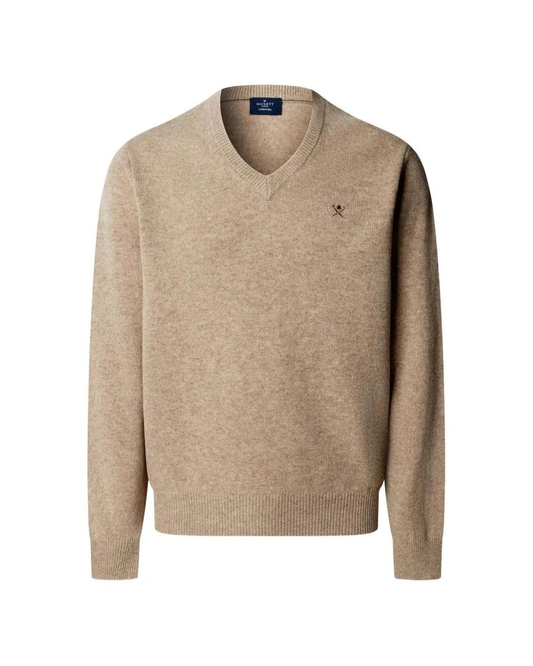 Hackett Natural V-Neck Lambswool Sweater for men