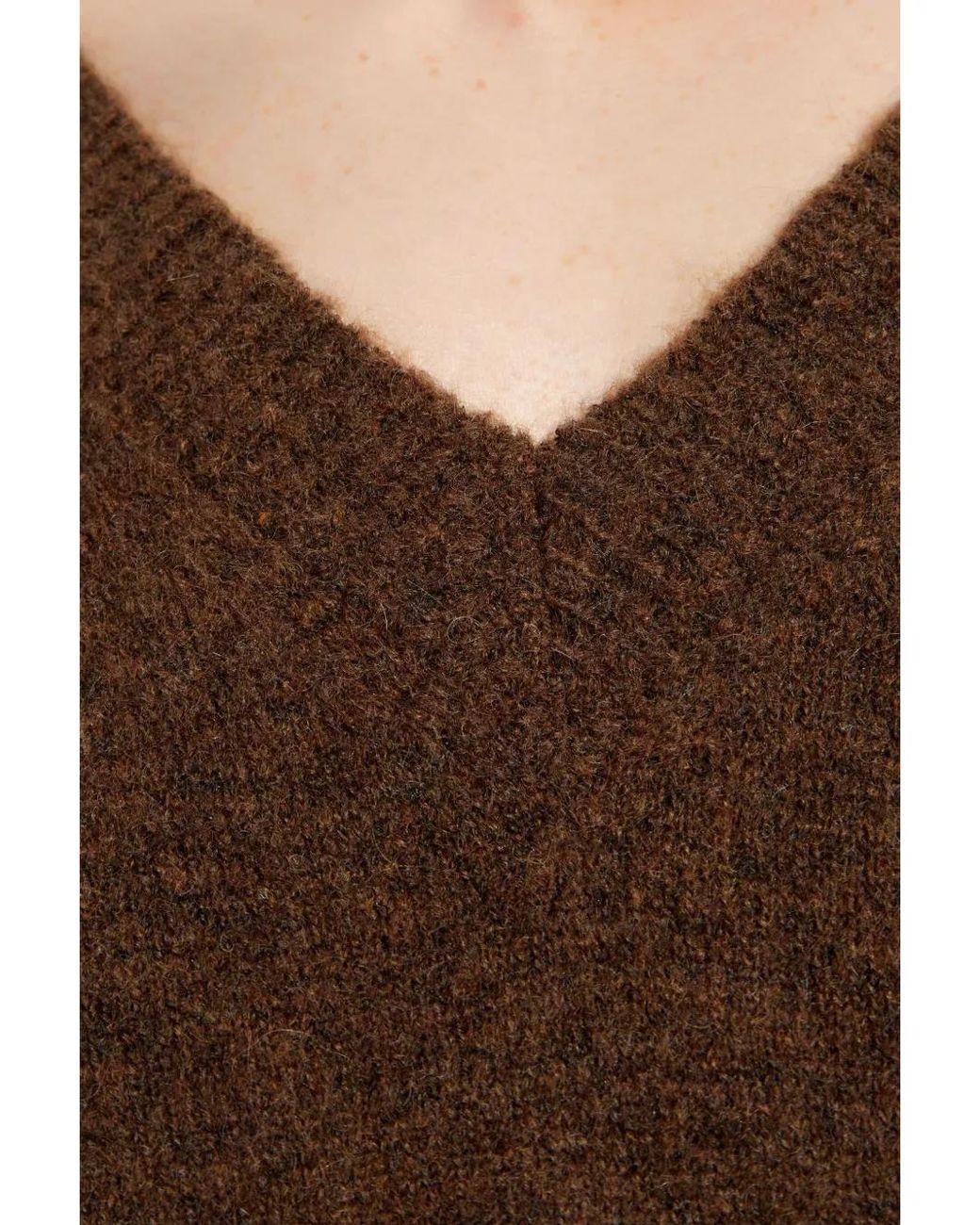 Rick Owens Brown V-Neck Long Sleeve Jumper for men