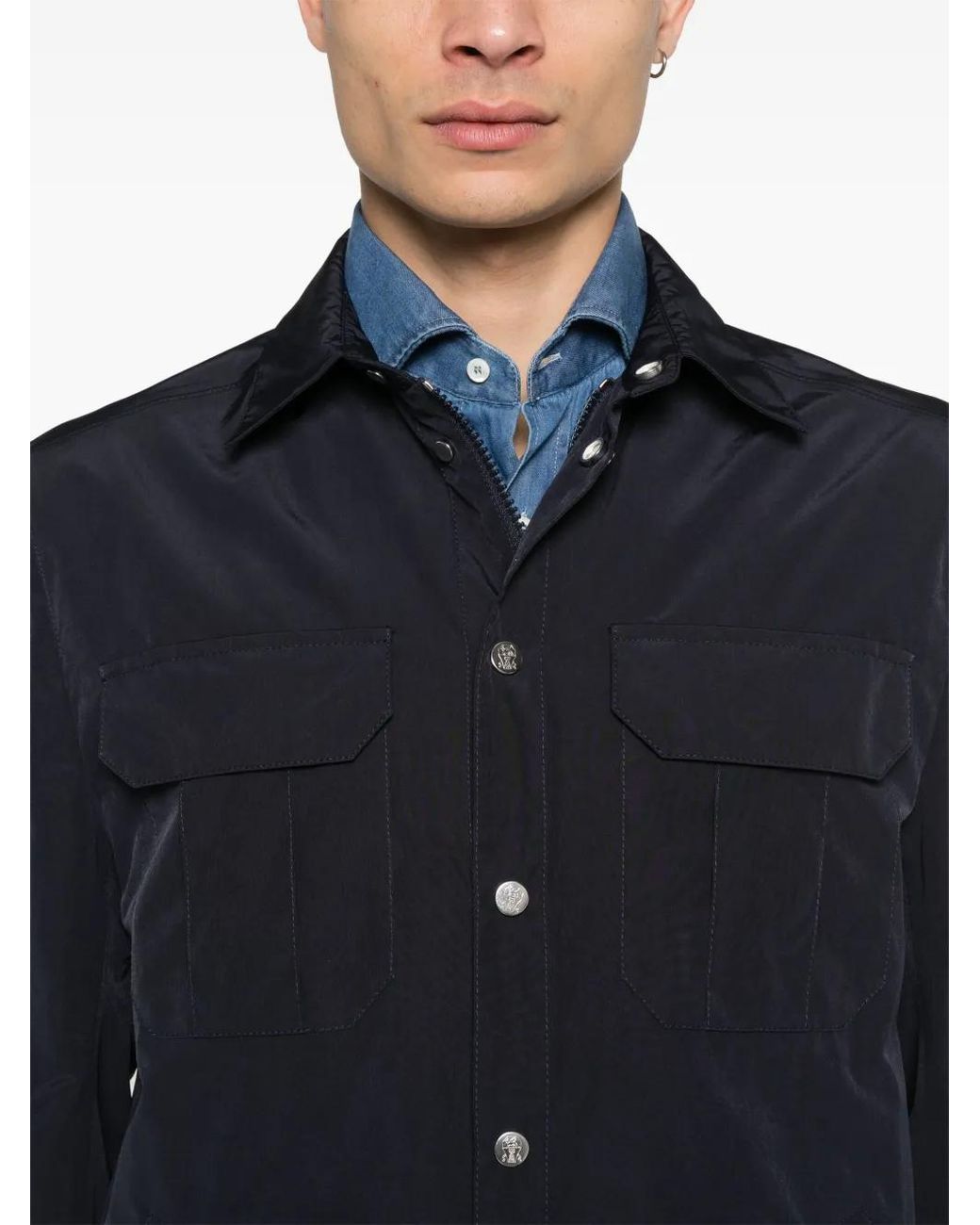 Brunello Cucinelli Blue Shirt Jacket for men