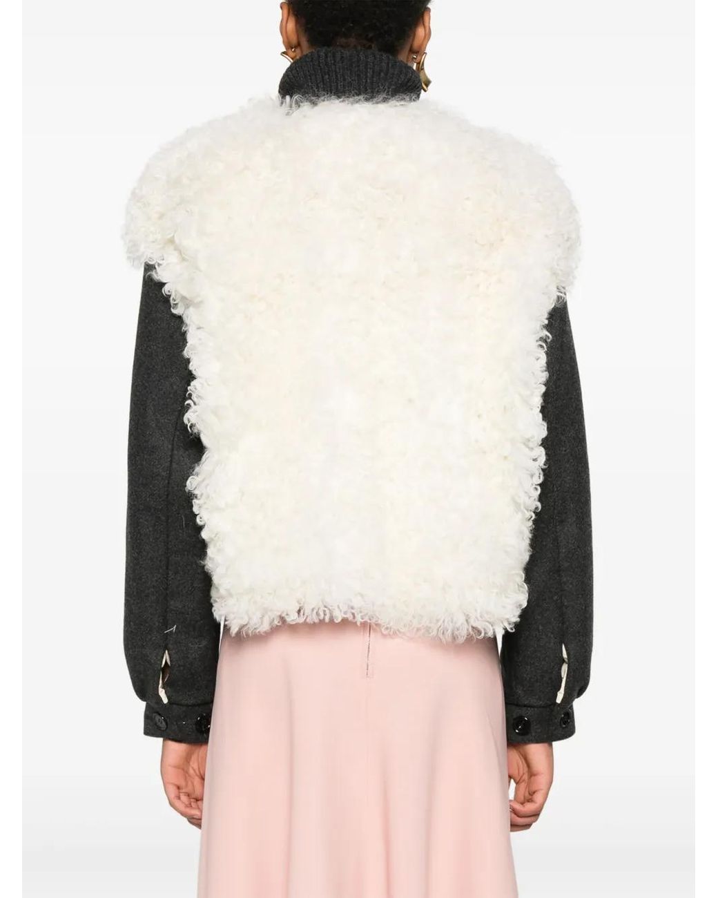 Plan C White Shearling Jacket