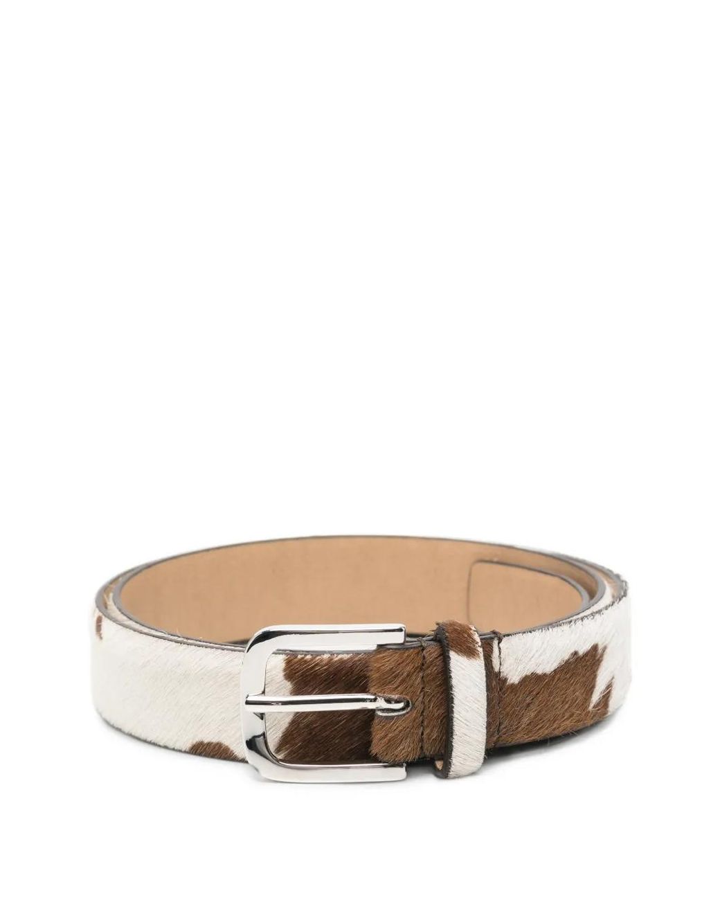 Liviana Conti White Cow-Print Pony-Hair Belt
