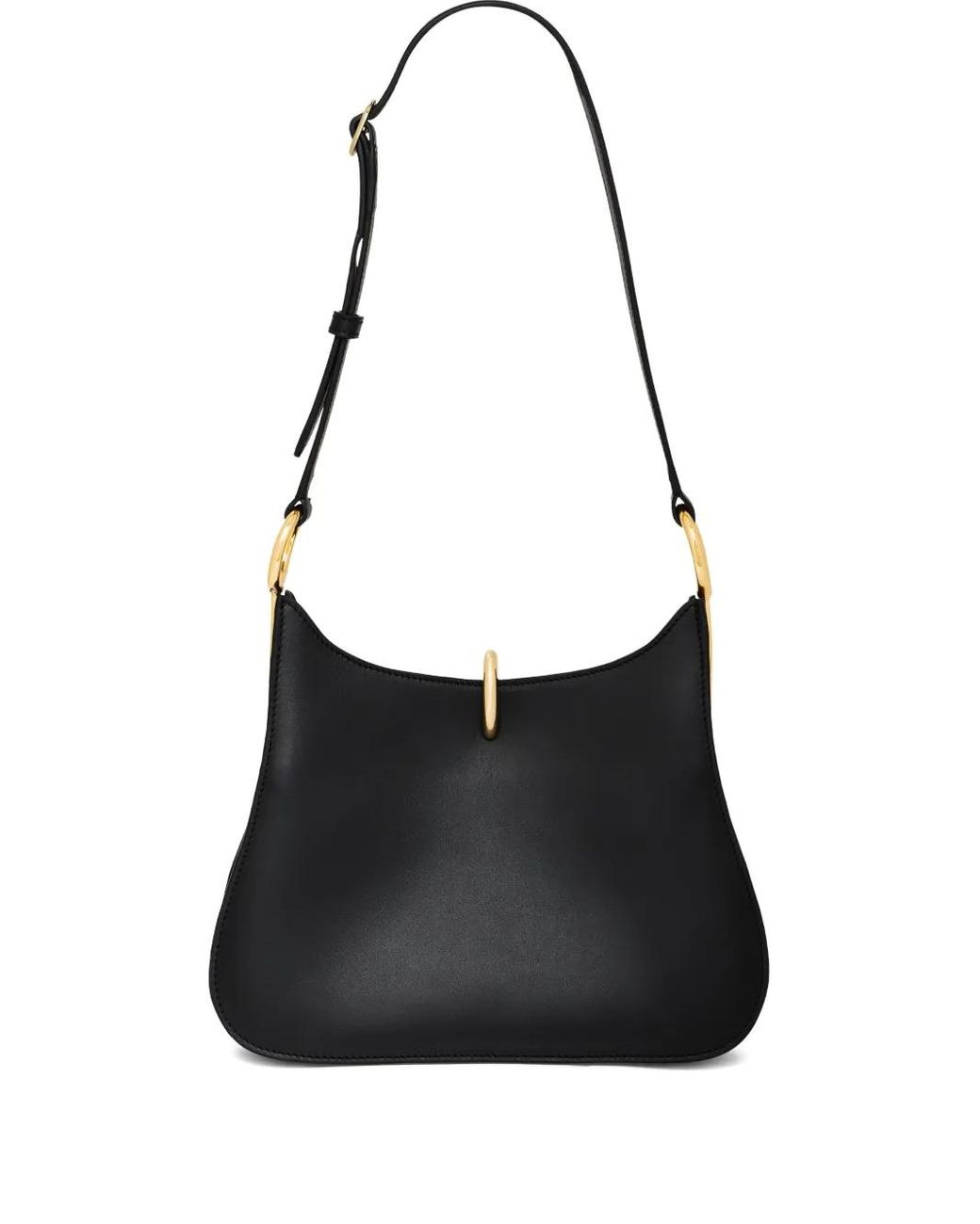 Rabanne Black Medium Ring Leather Shoulder Bag