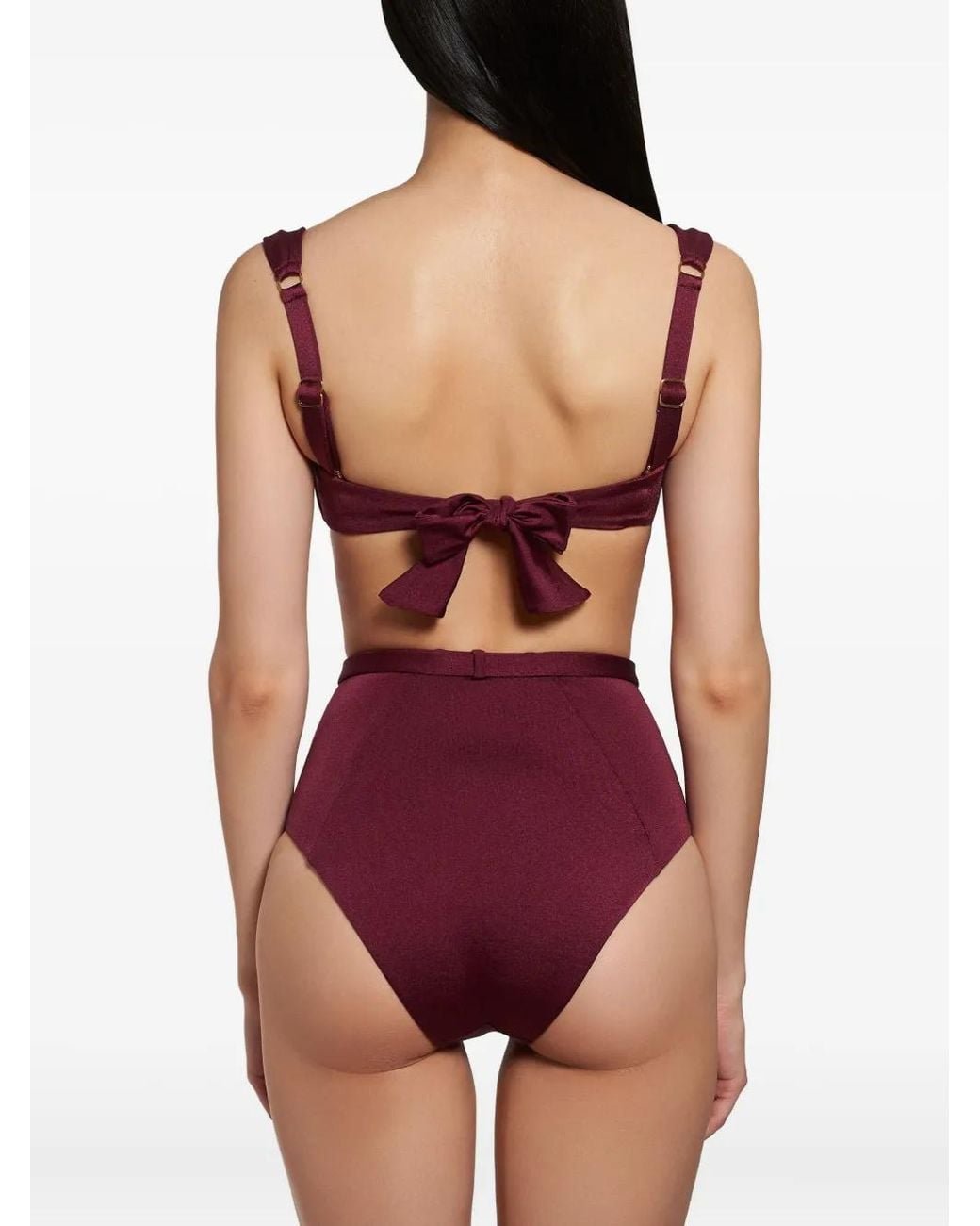 Noire Swimwear Red Belted High-Waisted Swimsuit