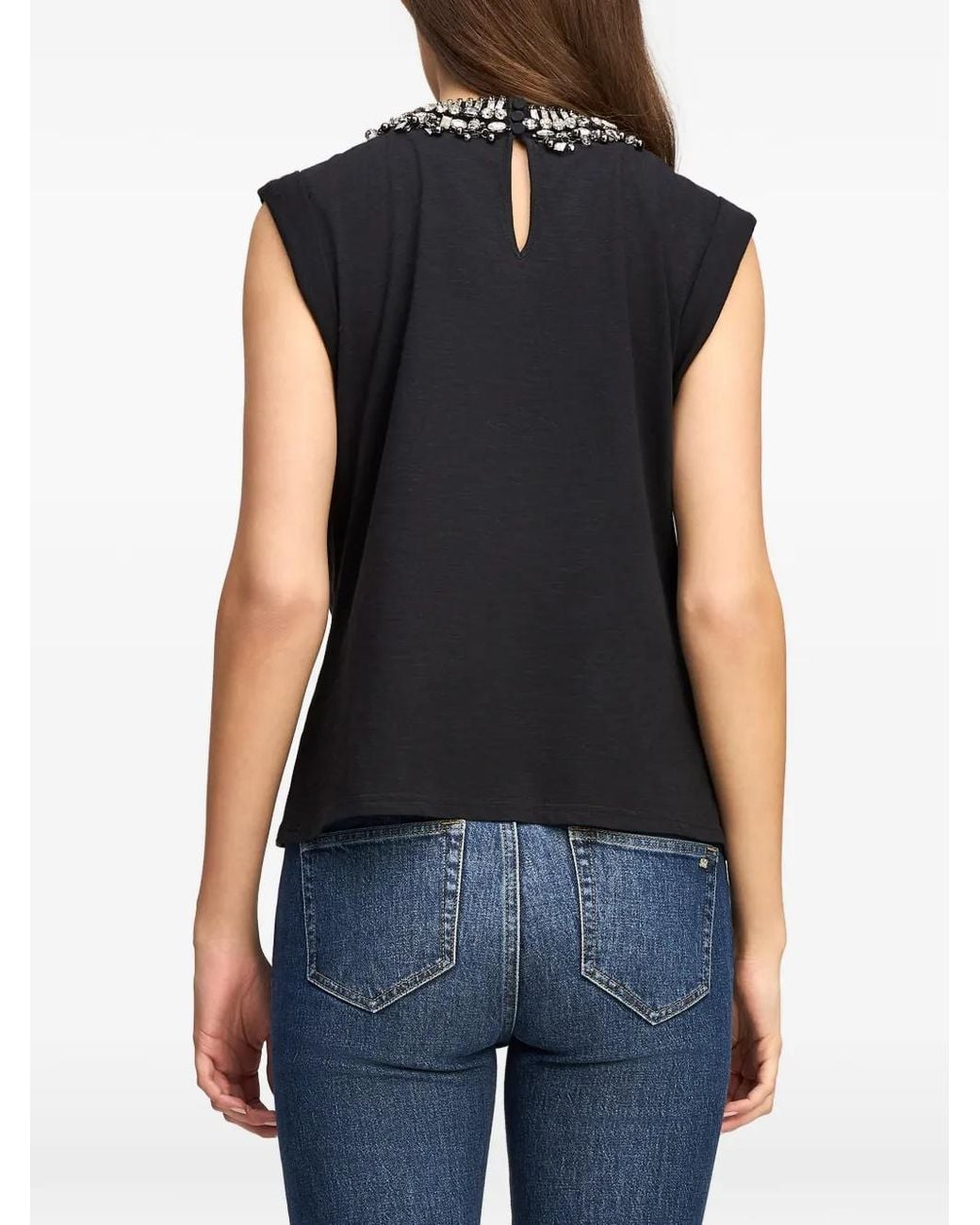 Cinq À Sept Black Bella Crystal-Embellished T-Shirt