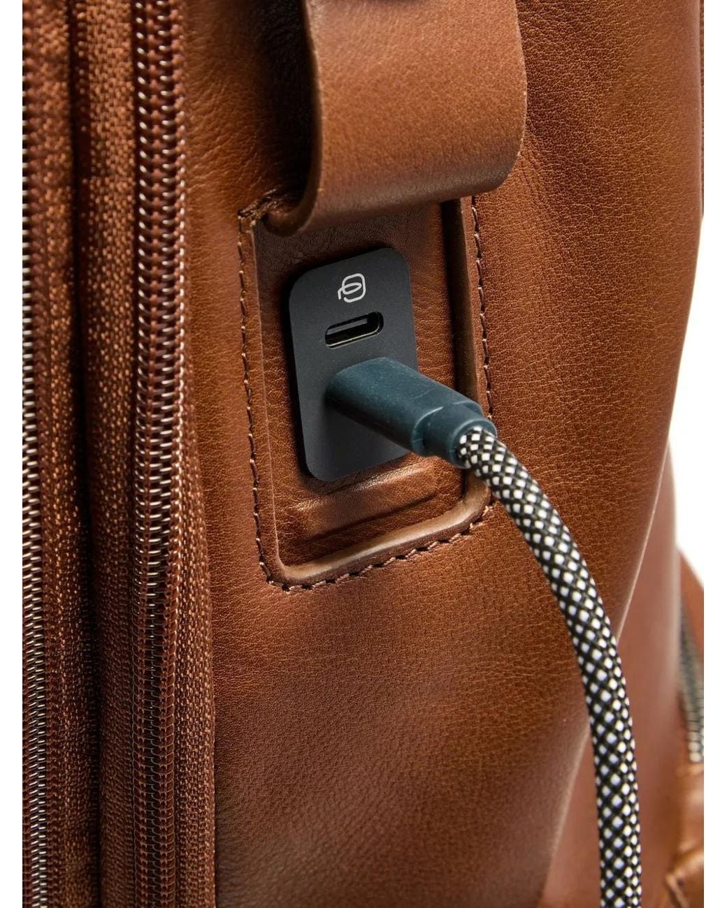 Piquadro Brown Leather Backpack for men