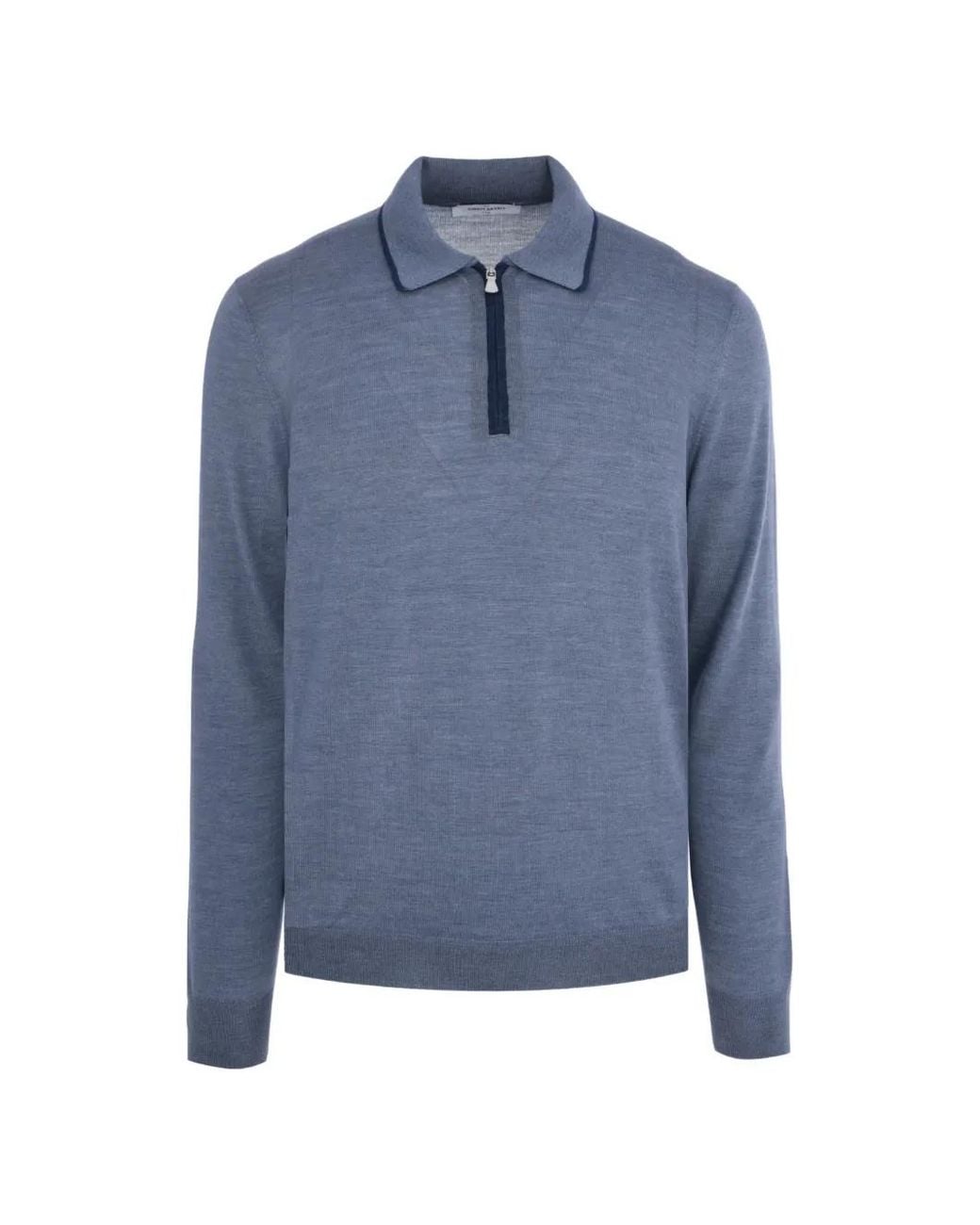 Gran Sasso Blue Tennis Zip-Fastening Polo Shirt for men