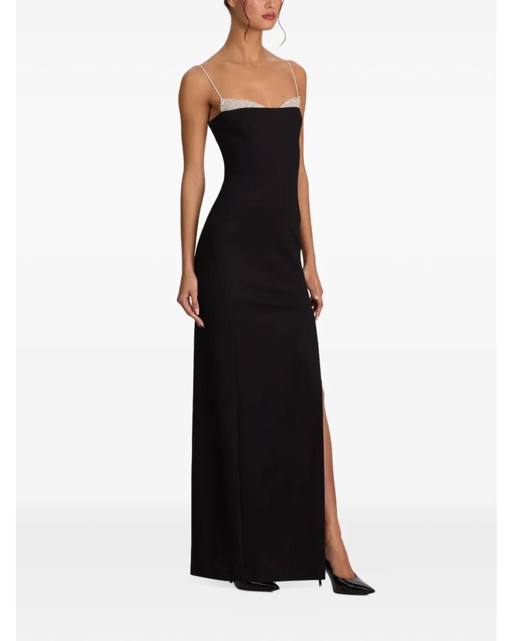 Alice + Olivia Black Hallie Crystal-Embellished Maxi Dress