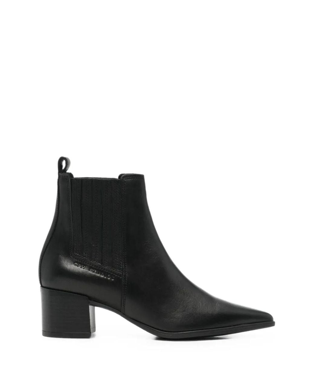 COPENHAGEN Black Pointed-Toe Leather Ankle Boots