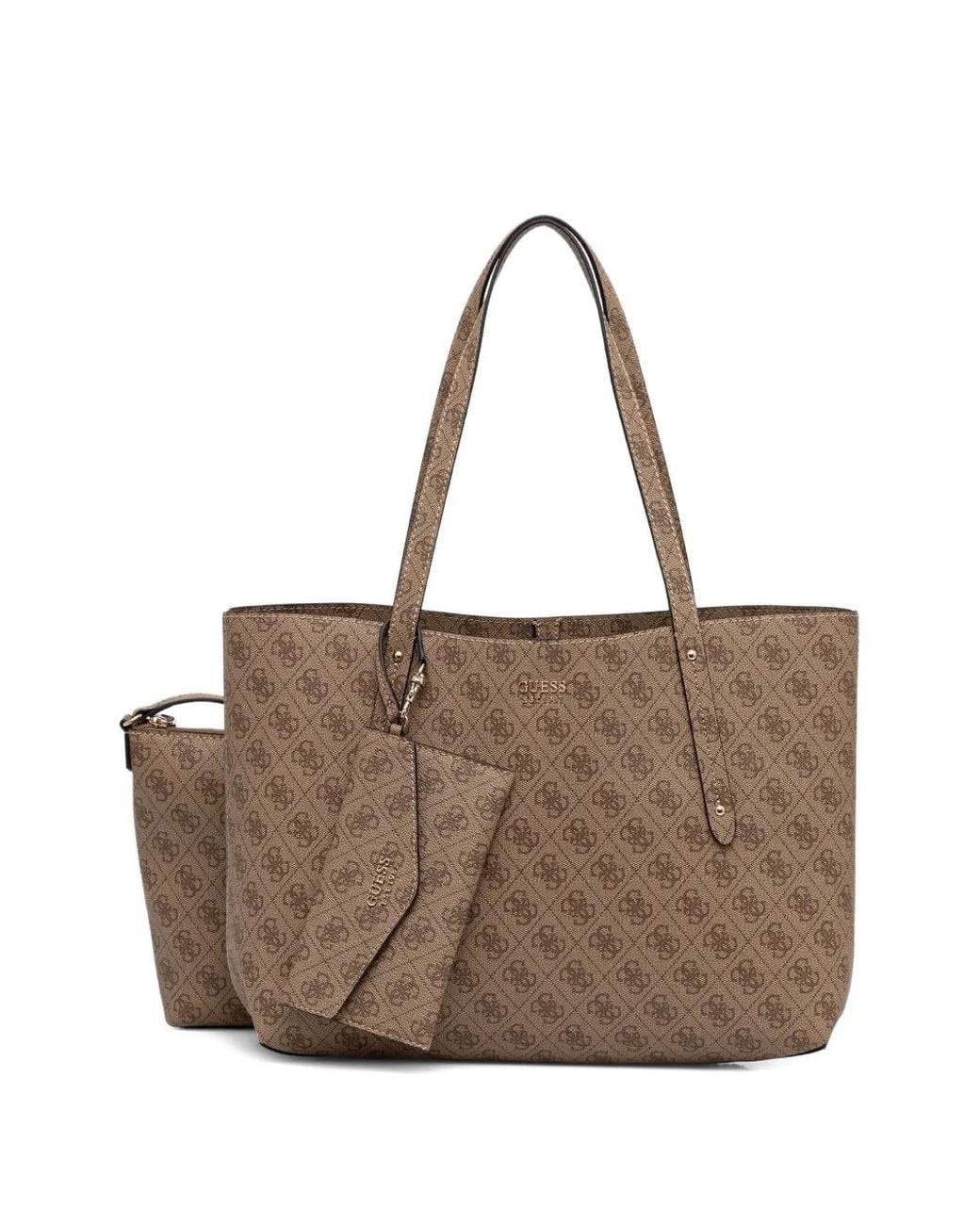 Bolso Shopper Con Motivo Del Monograma Guess de color Brown