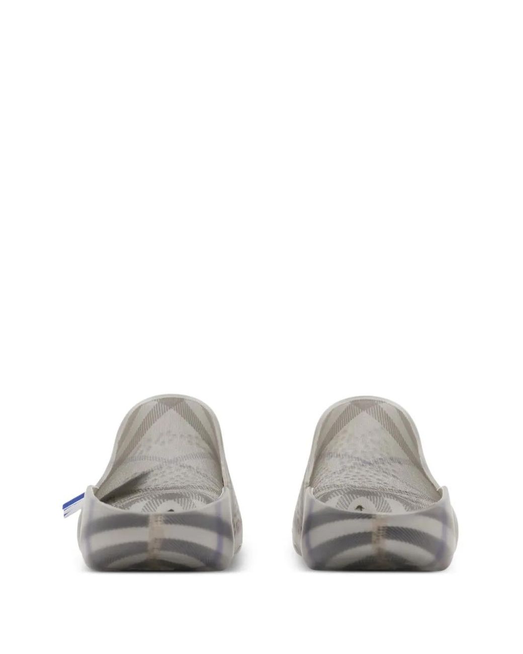 Burberry White Stingray Checked-Lining Slippers