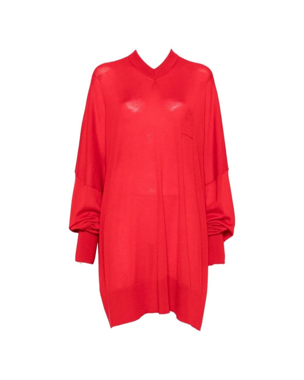 ROT Red V-Neck Oversized Sweater