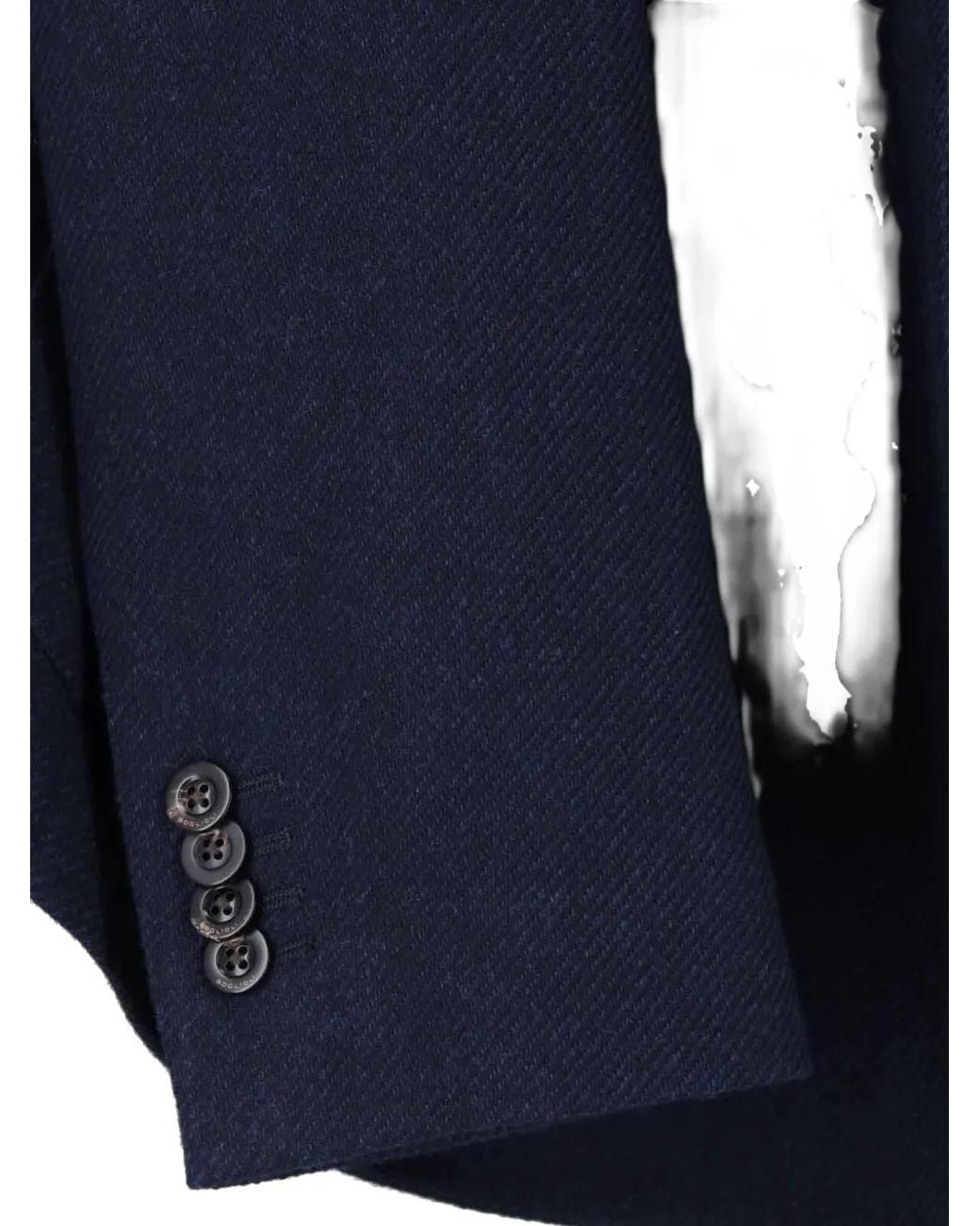 Boglioli Blue Double-Breasted Wool-Blend Jacket for men