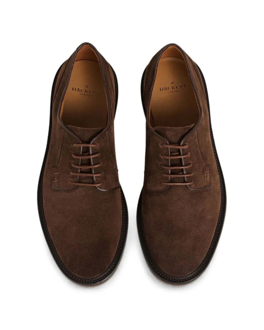 Hackett Brown Elsted Blucher Suede Lace-Up Shoes for men