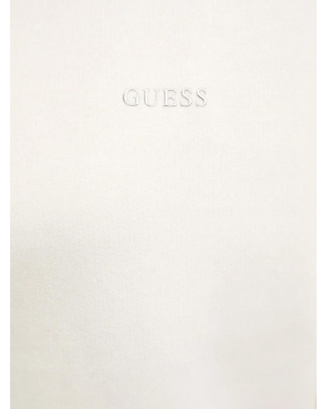 Guess White Nat Logo-Plaque Drop-Shoulder Sweatshirt