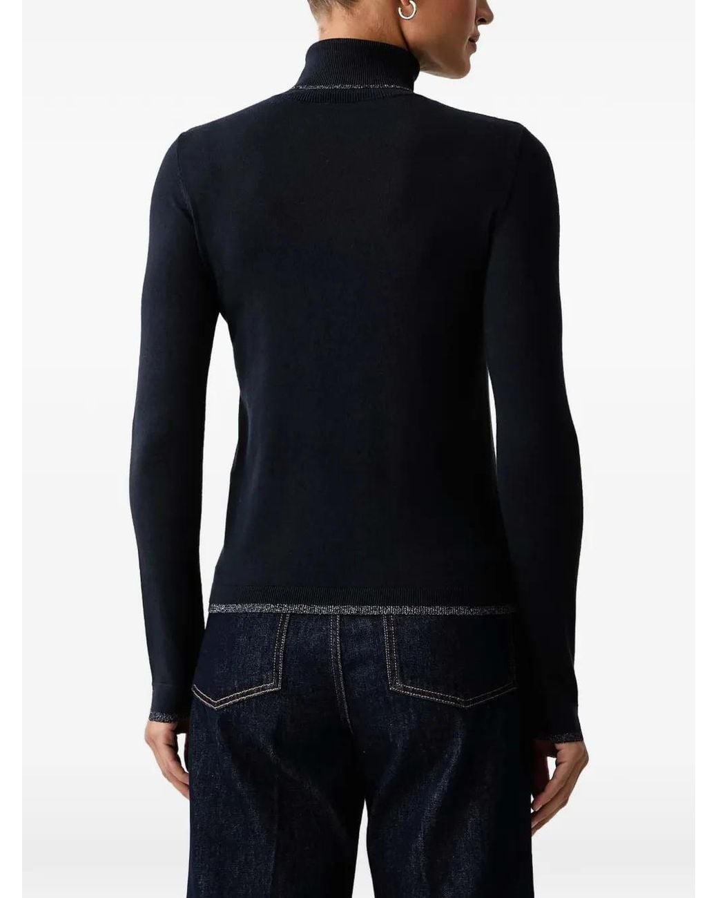 Liu Jo Blue Turtleneck Sweater With Profili Lurex