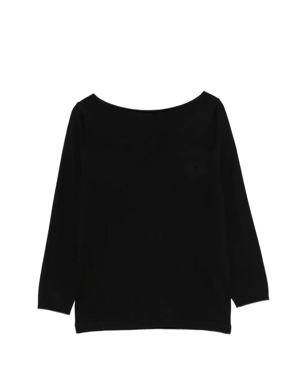 Alpha Studio Black Boat-Neck Knit