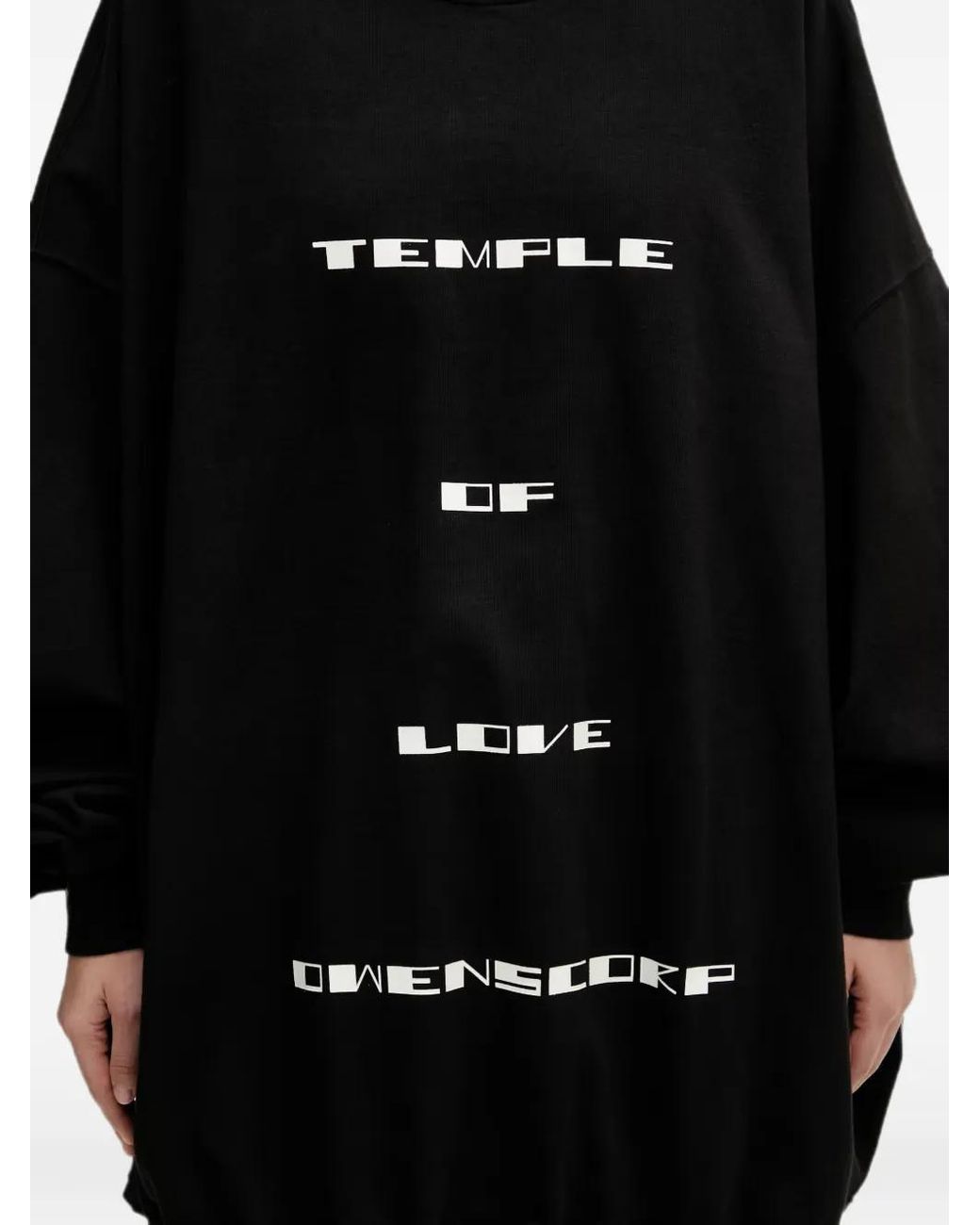 Rick Owens Black Slogan-Print Oversized Sweater