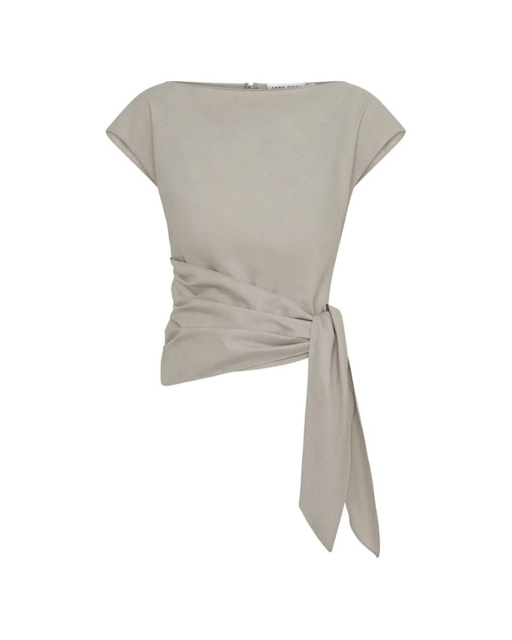 Anna Quan Gray Ellis Knotted-Waist Blouse
