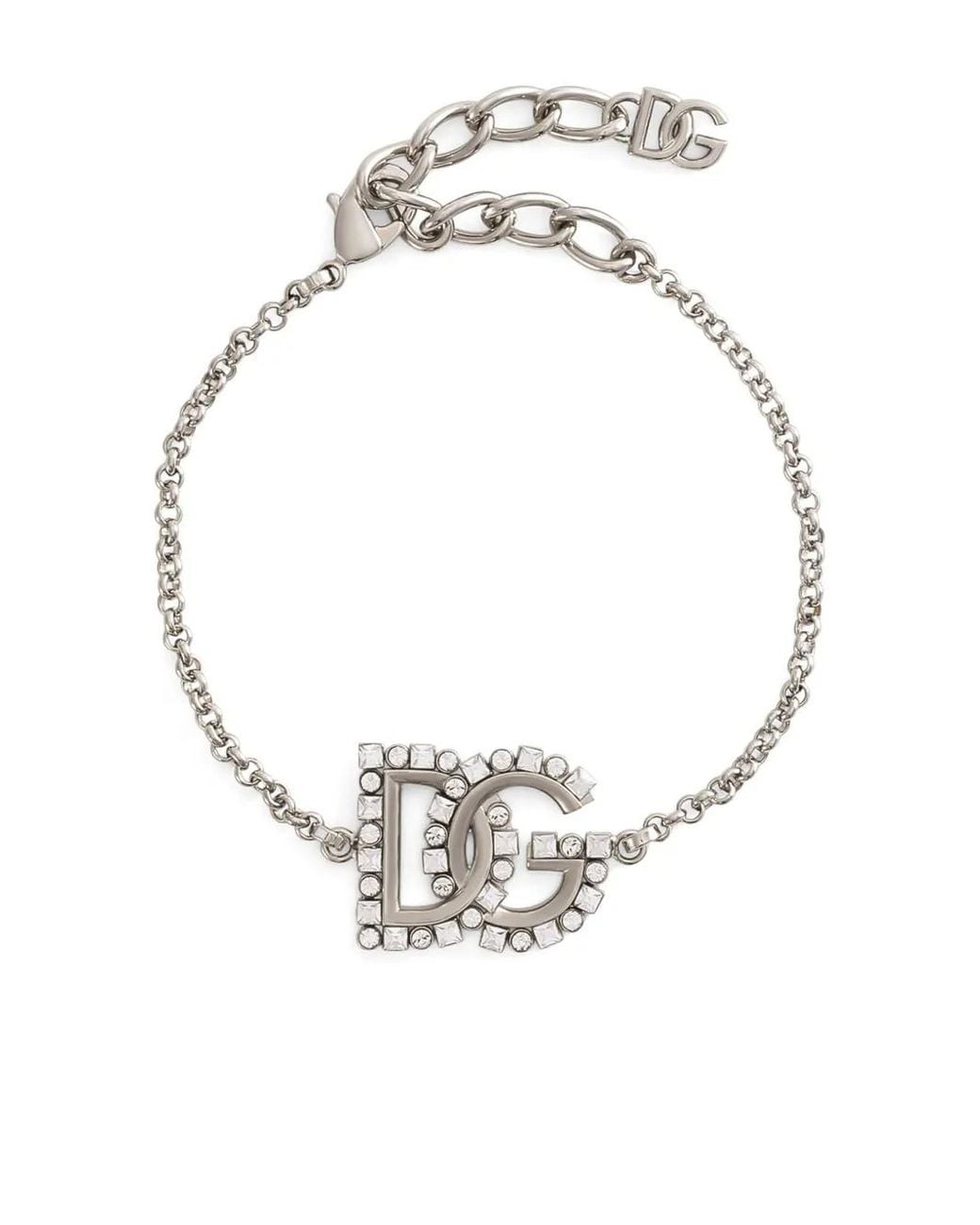 Dolce & Gabbana White Dg-Logo Fine-Link Bracelet