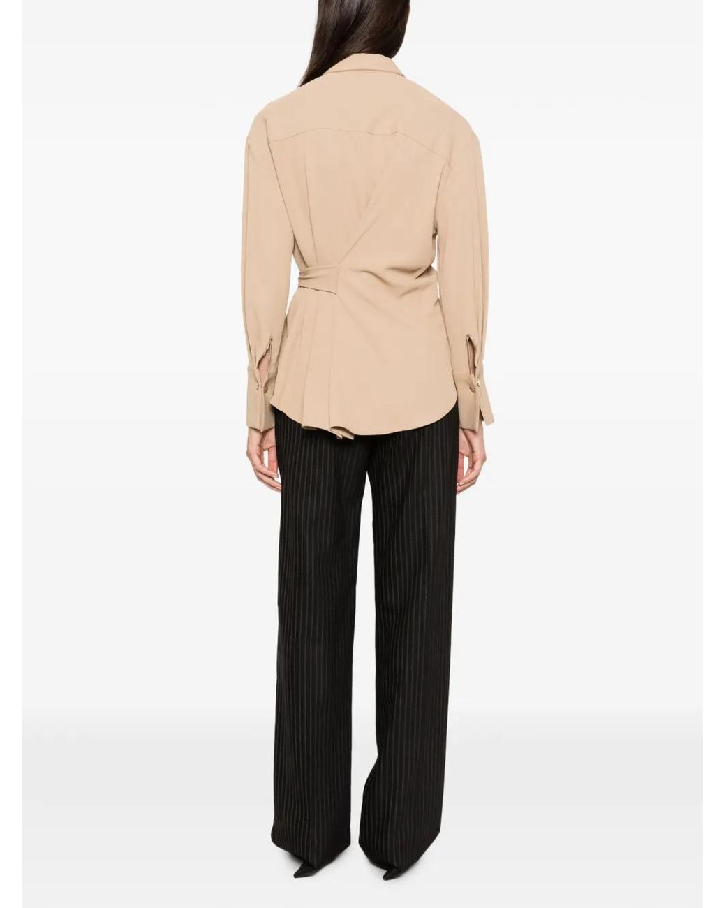 Imperial Button-Down Blouse Met Ceintuur in het Natural