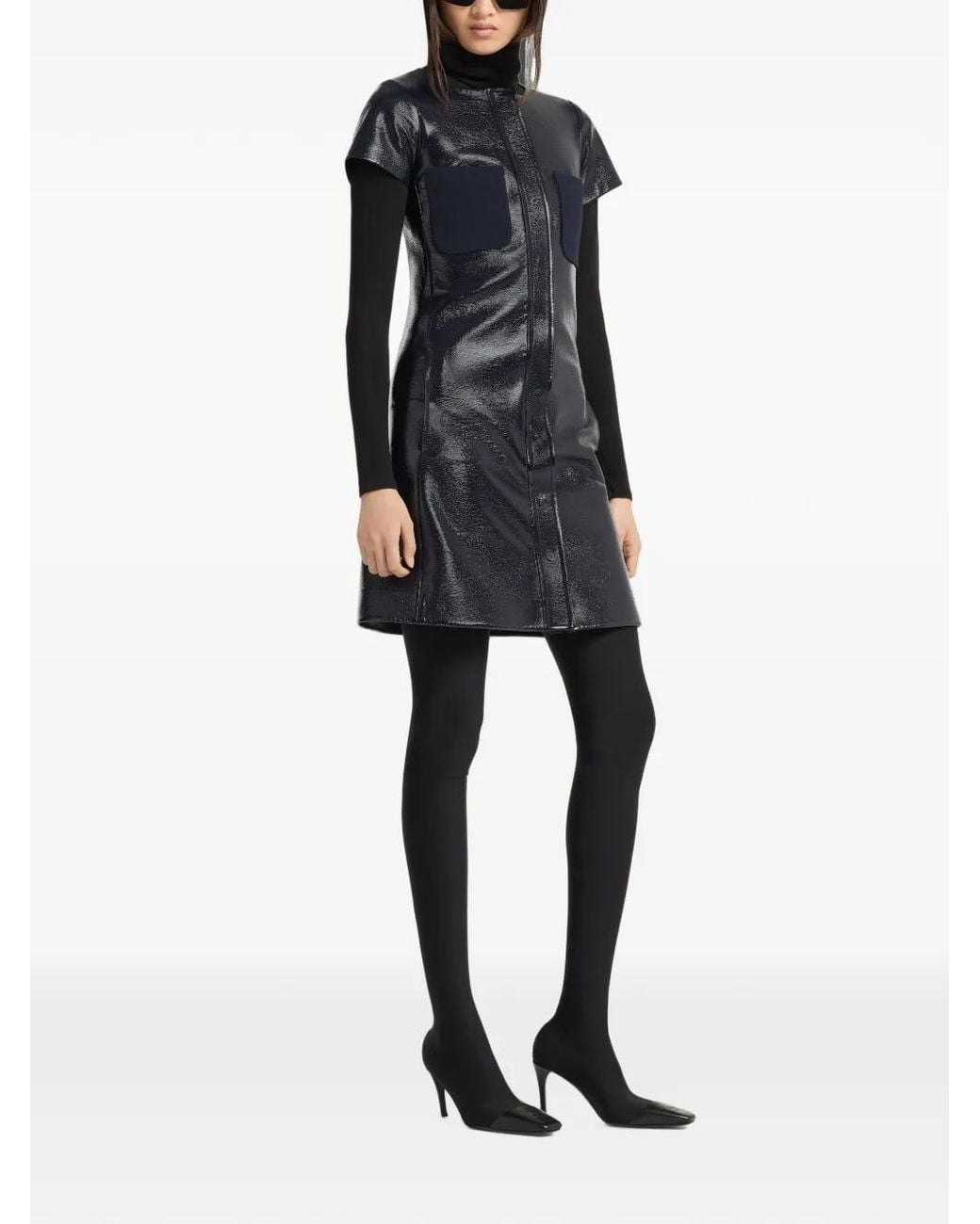 Courreges Black Leather-Cap Thigh-High Boots