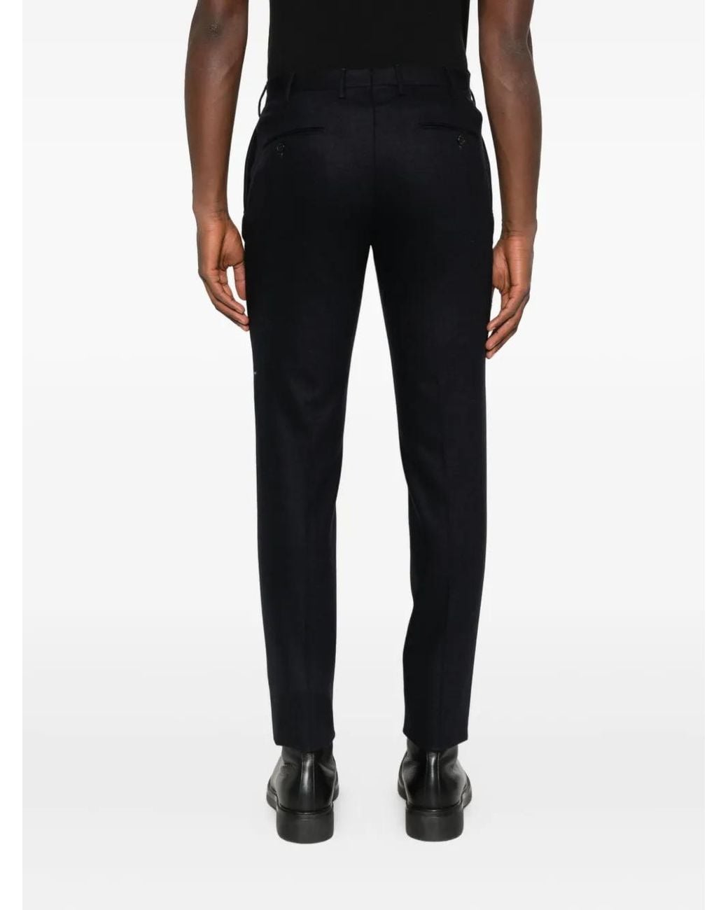 Incotex Blue Pressed-Crease Trousers for men