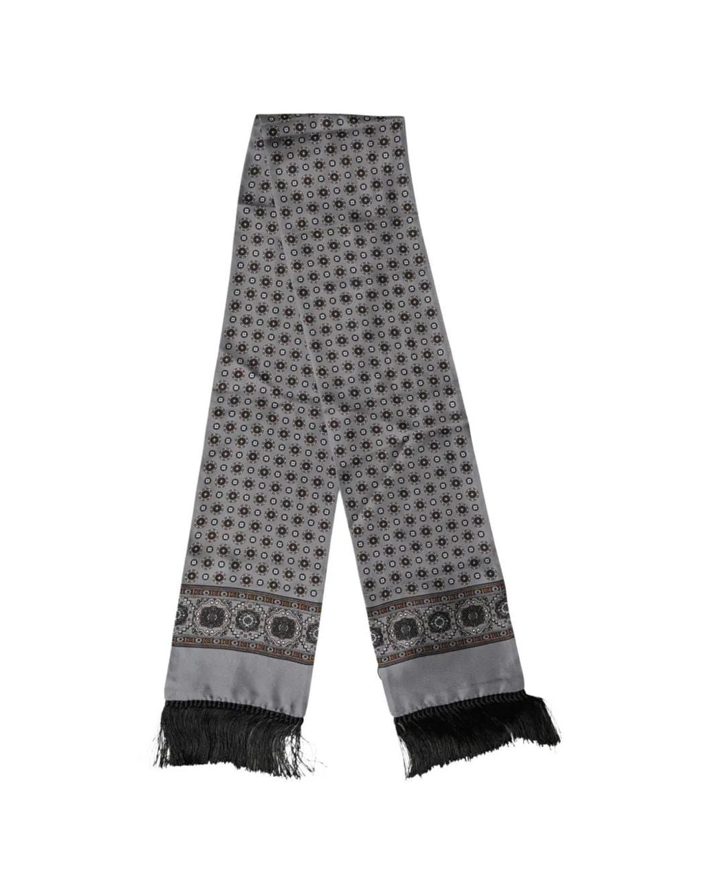 Dolce & Gabbana Gray Patterned Fringed Scarf