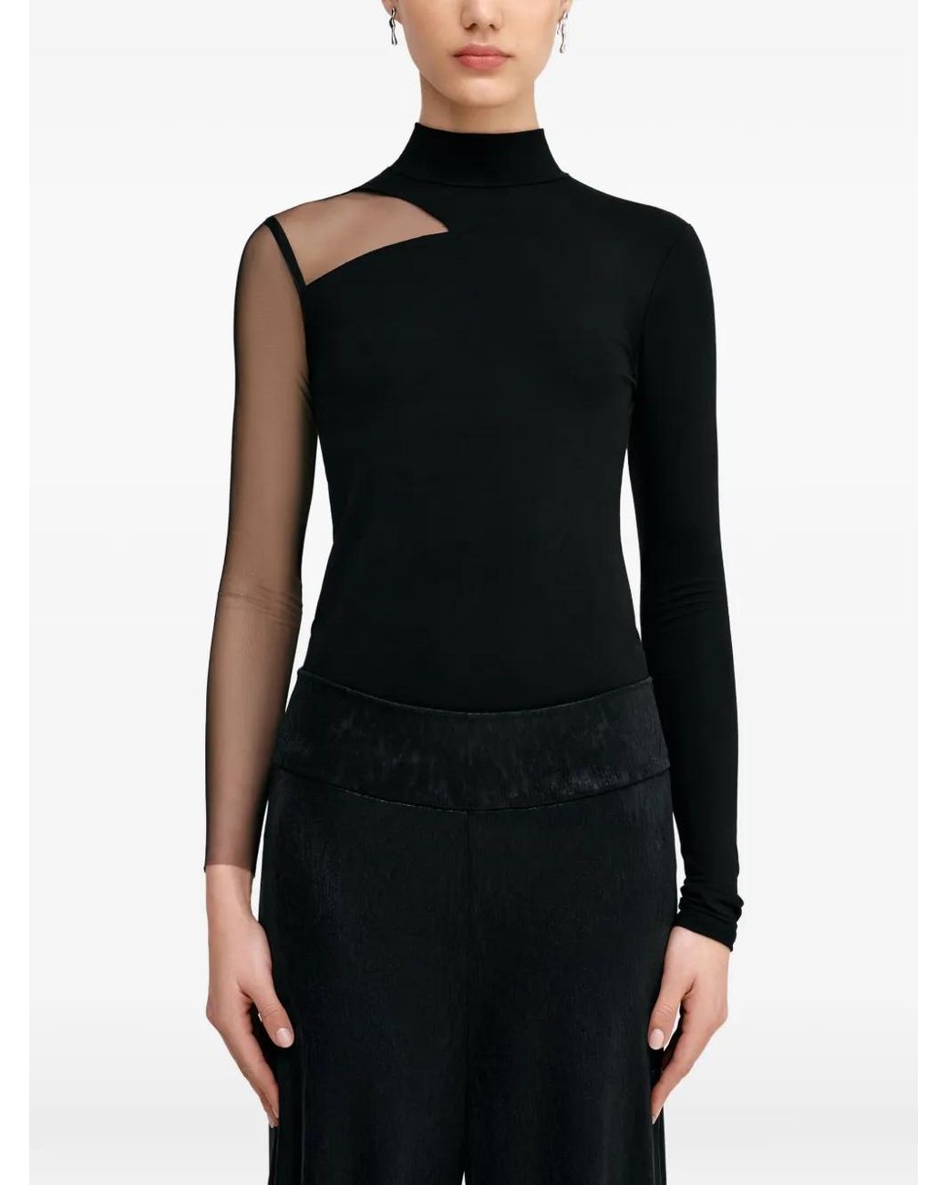 MARCELLA Black Ysabel Mock-Neck Top