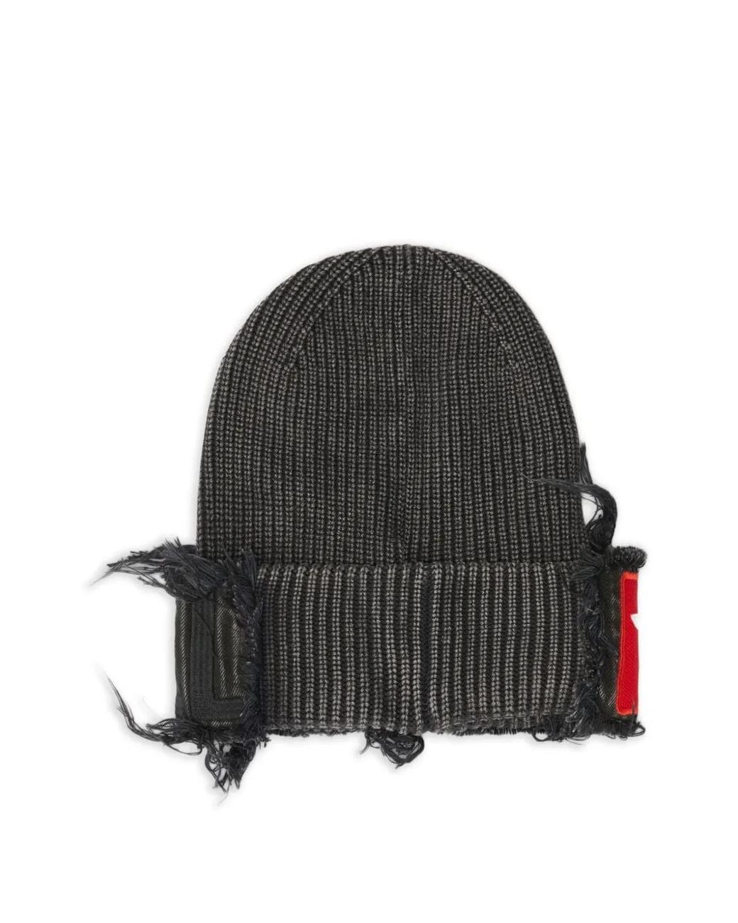 DIESEL Red Denim Effect Beanie Hat With Bold Patch Detail