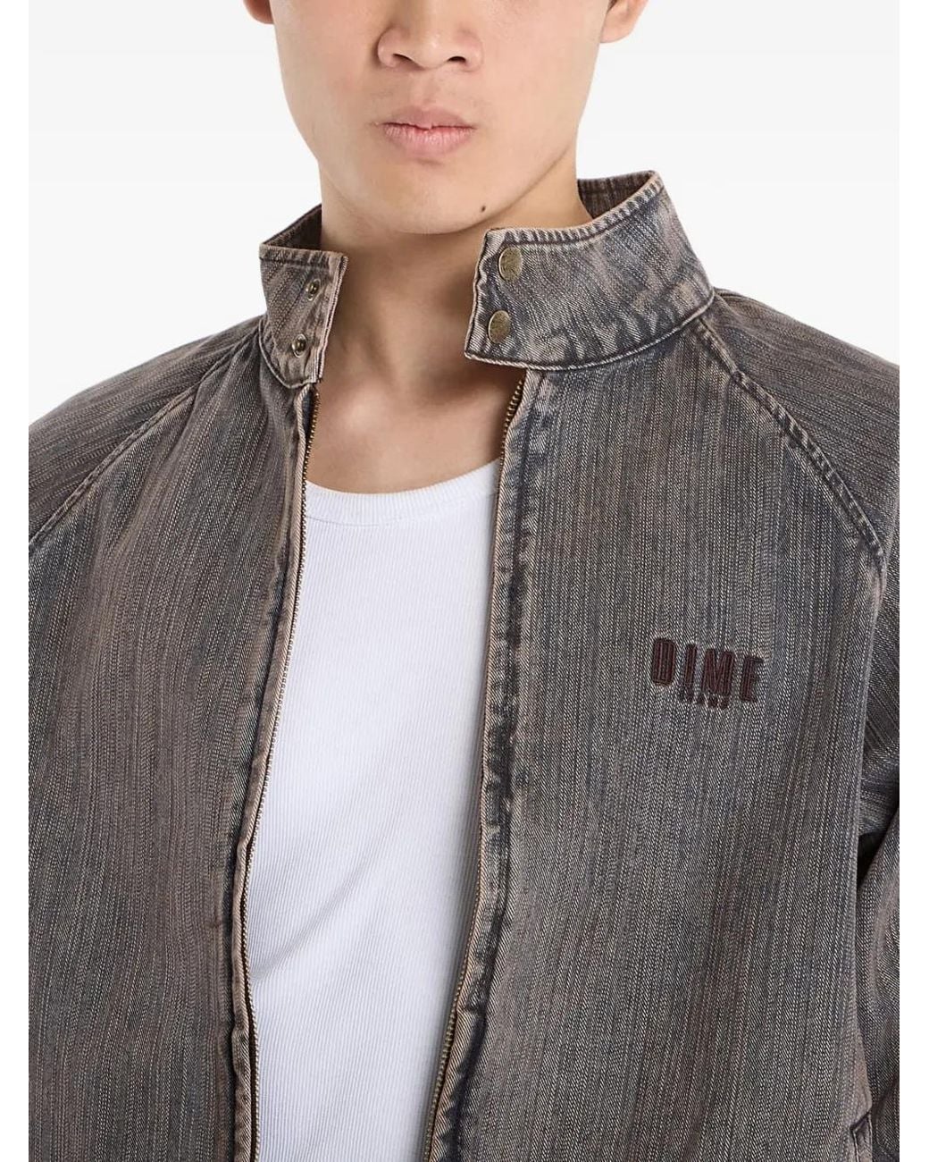 Dime Gray Veste En Jean À Col Montant Et Logo Brodé