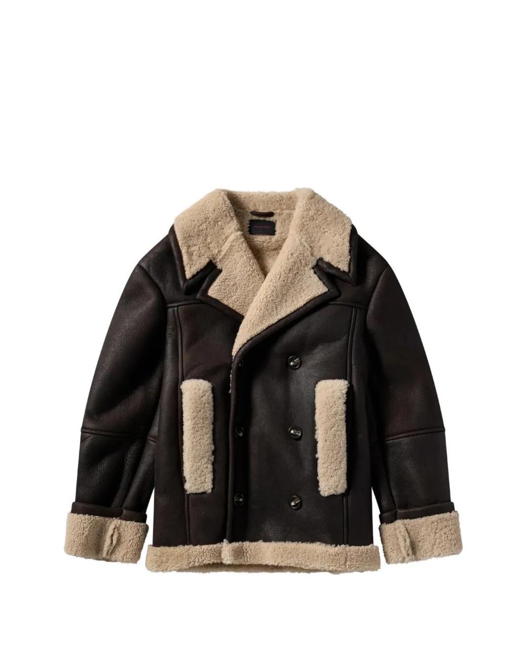 Simone Rocha Black Double-Breasted Shearling Jacket for men
