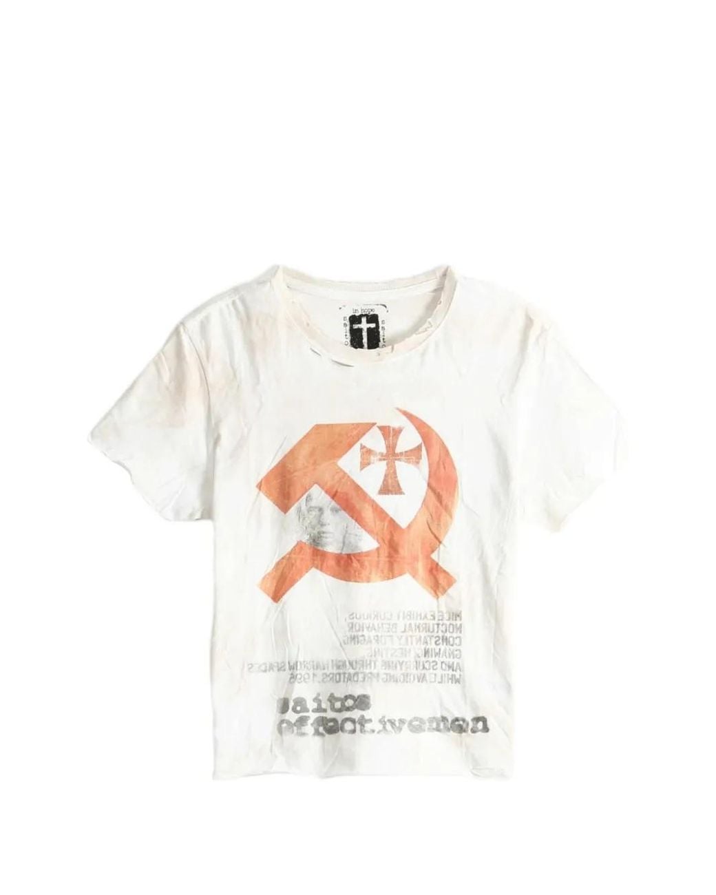 SAITOS White Graphic-Print Distressed T-Shirt