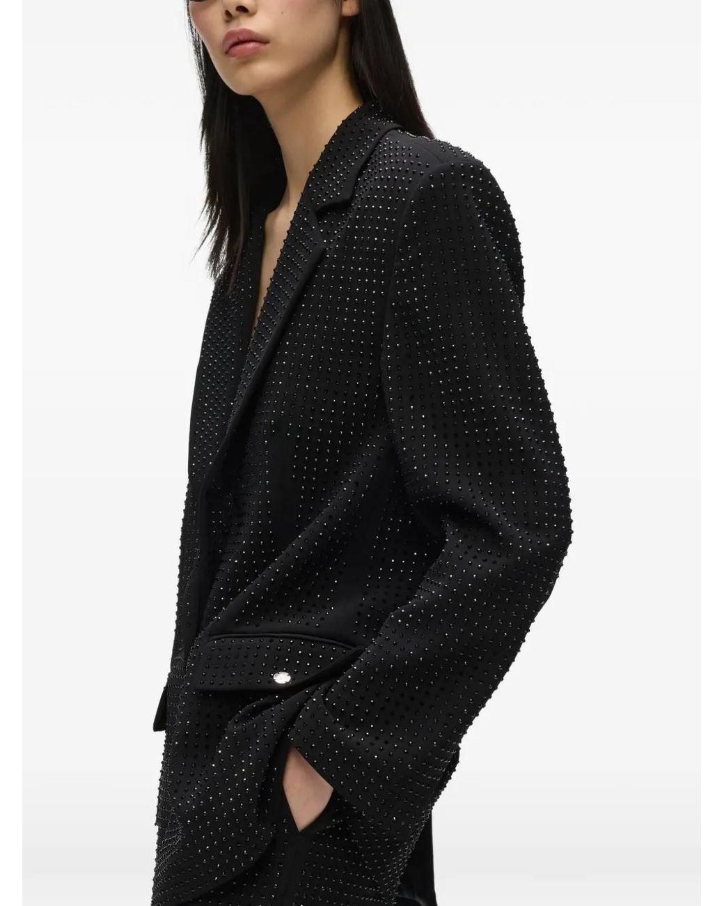 Karl Lagerfeld Black Rhinestone Tailored Blazer