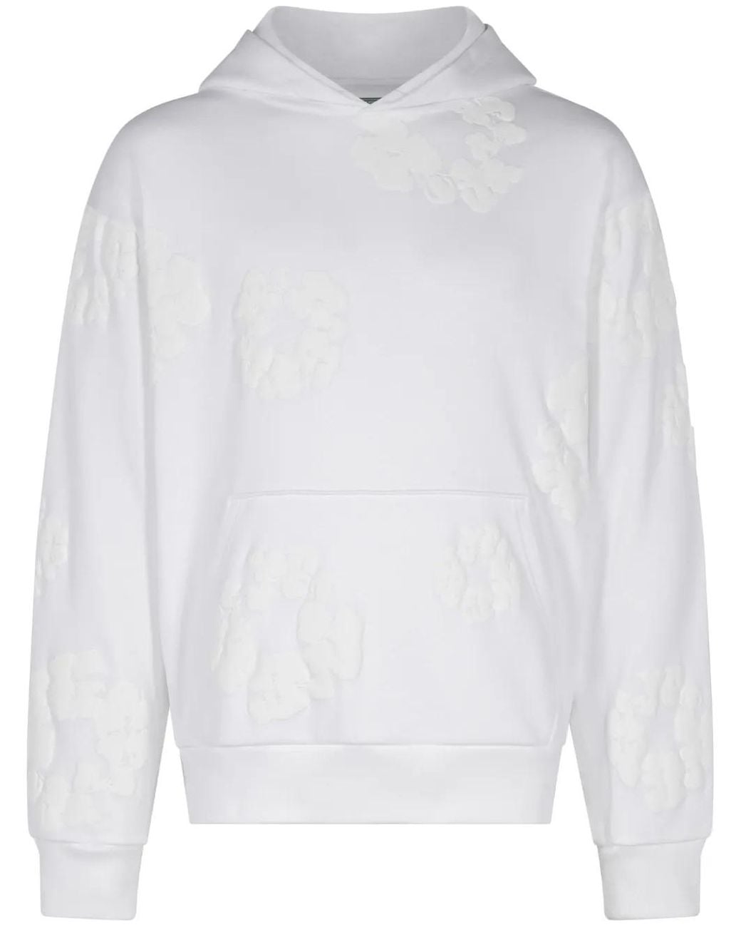 DENIM TEARS White Cotton Wreath-Print Hoodie for men