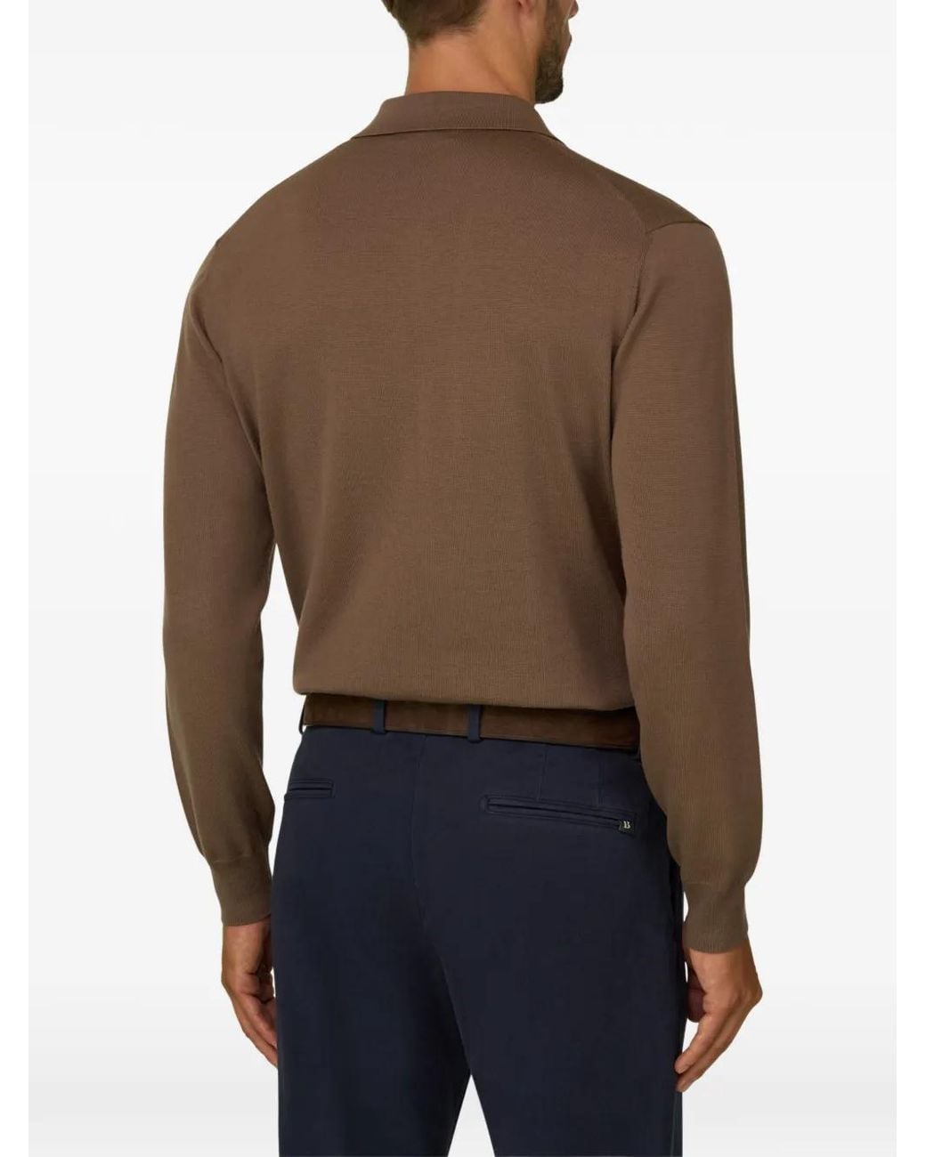 Boggi Brown Knitted Polo Shirt for men