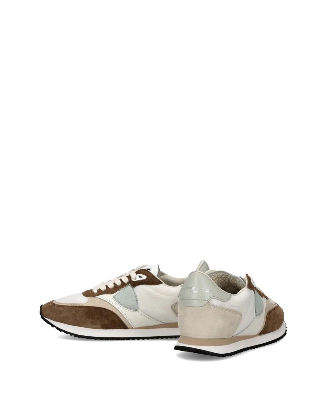 Philippe Model White Blville Suede-Panel Sneakers