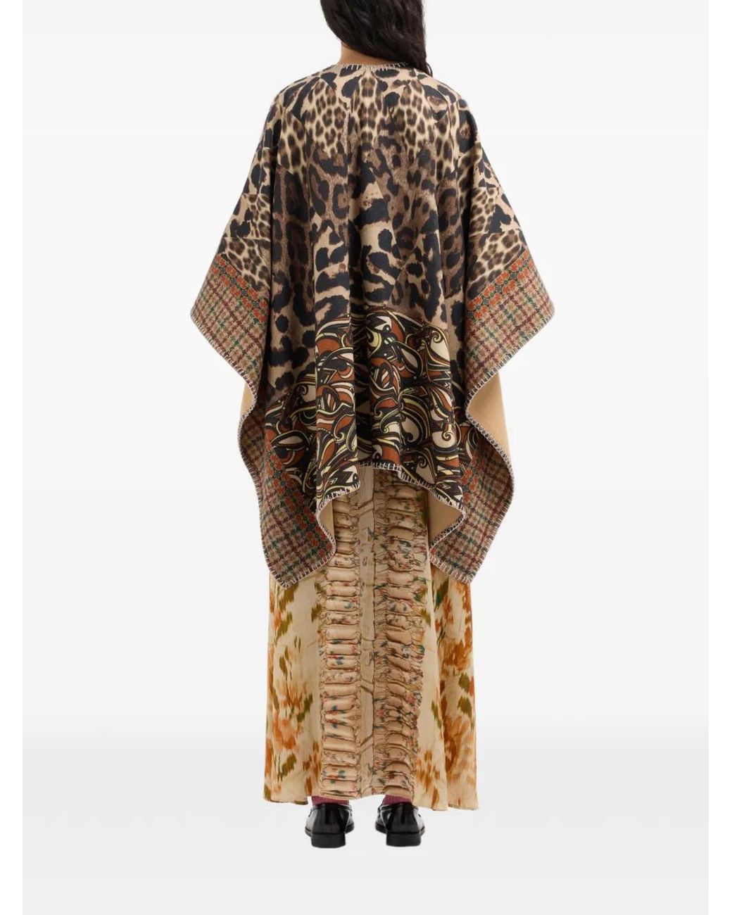 Pierre Louis Mascia Brown Pancake Leopard-Print Poncho Cape