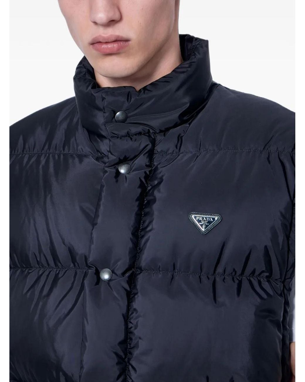 Prada Blue Medium-Weight Re-Nylon Down Jacket for men