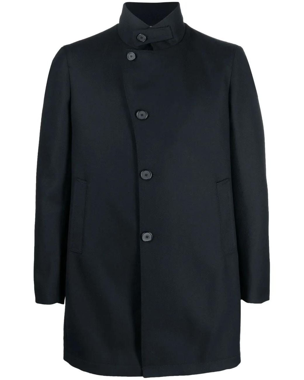 Tagliatore Blue Asymmetric Button Fasten Coat for men