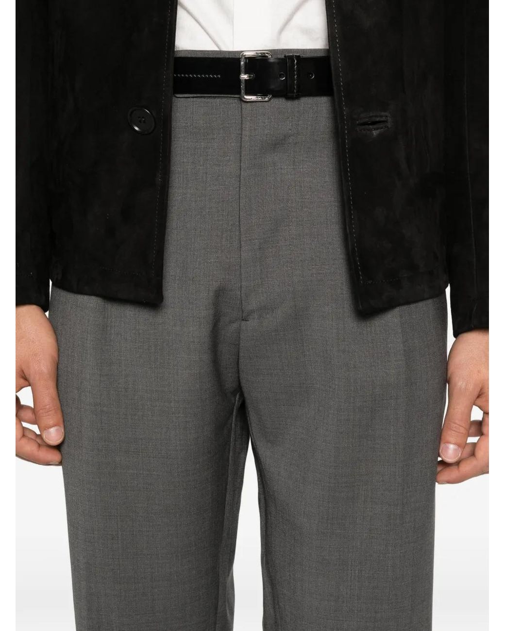 Berwich Gray Chiaia Pleated Cuffed Trousers for men