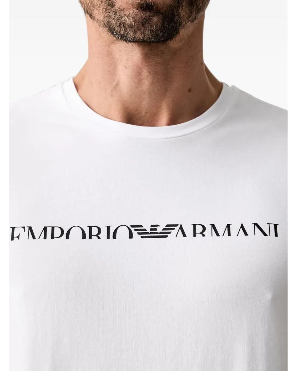 Emporio Armani White Logo-Print T-Shirt for men