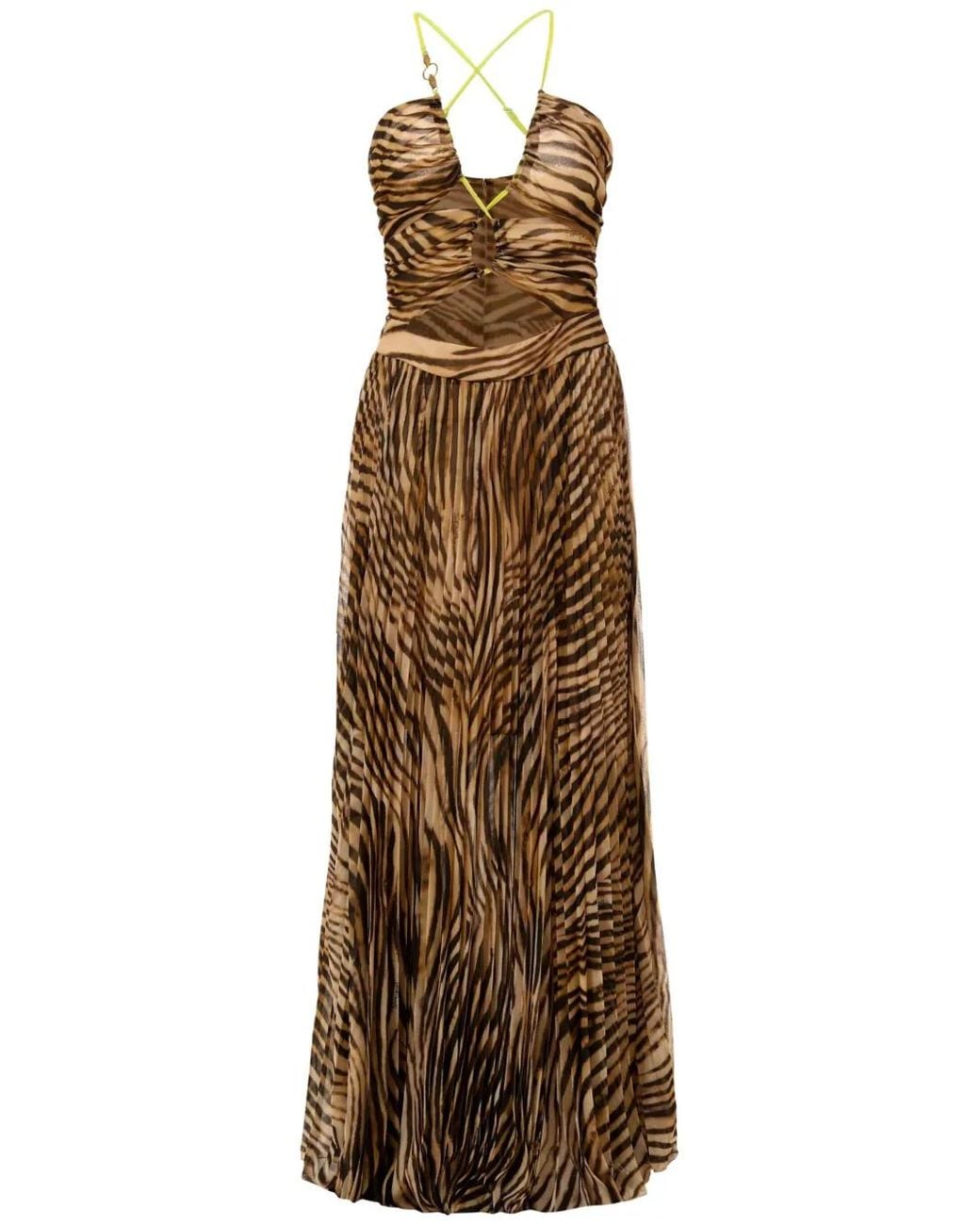 Just Cavalli Natural Zebra-Print Maxi Dress