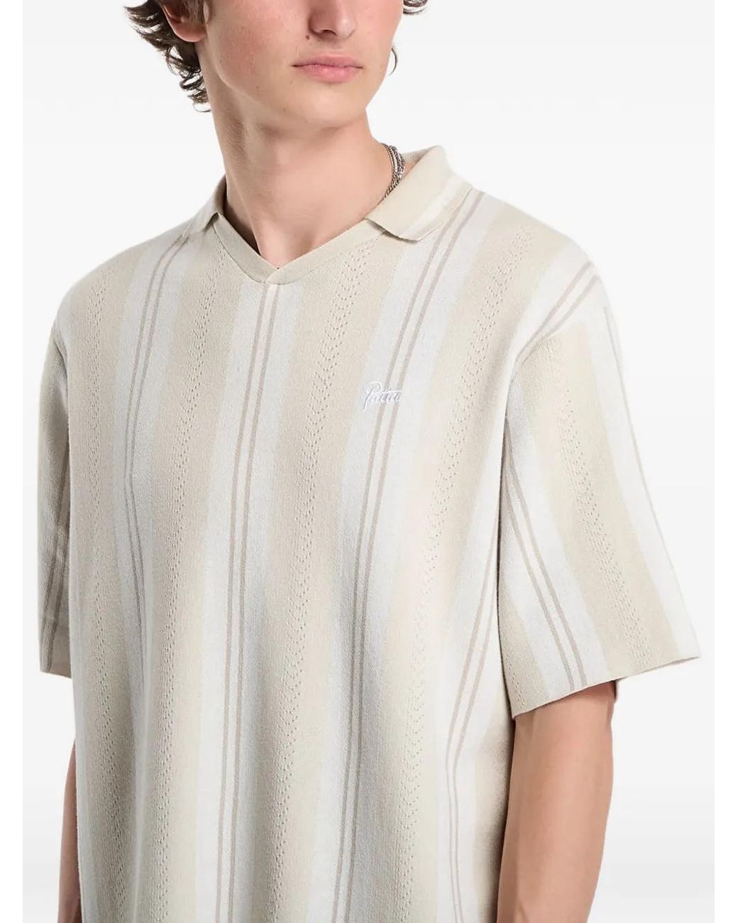 PATTA White Knitted Striped T-Shirt