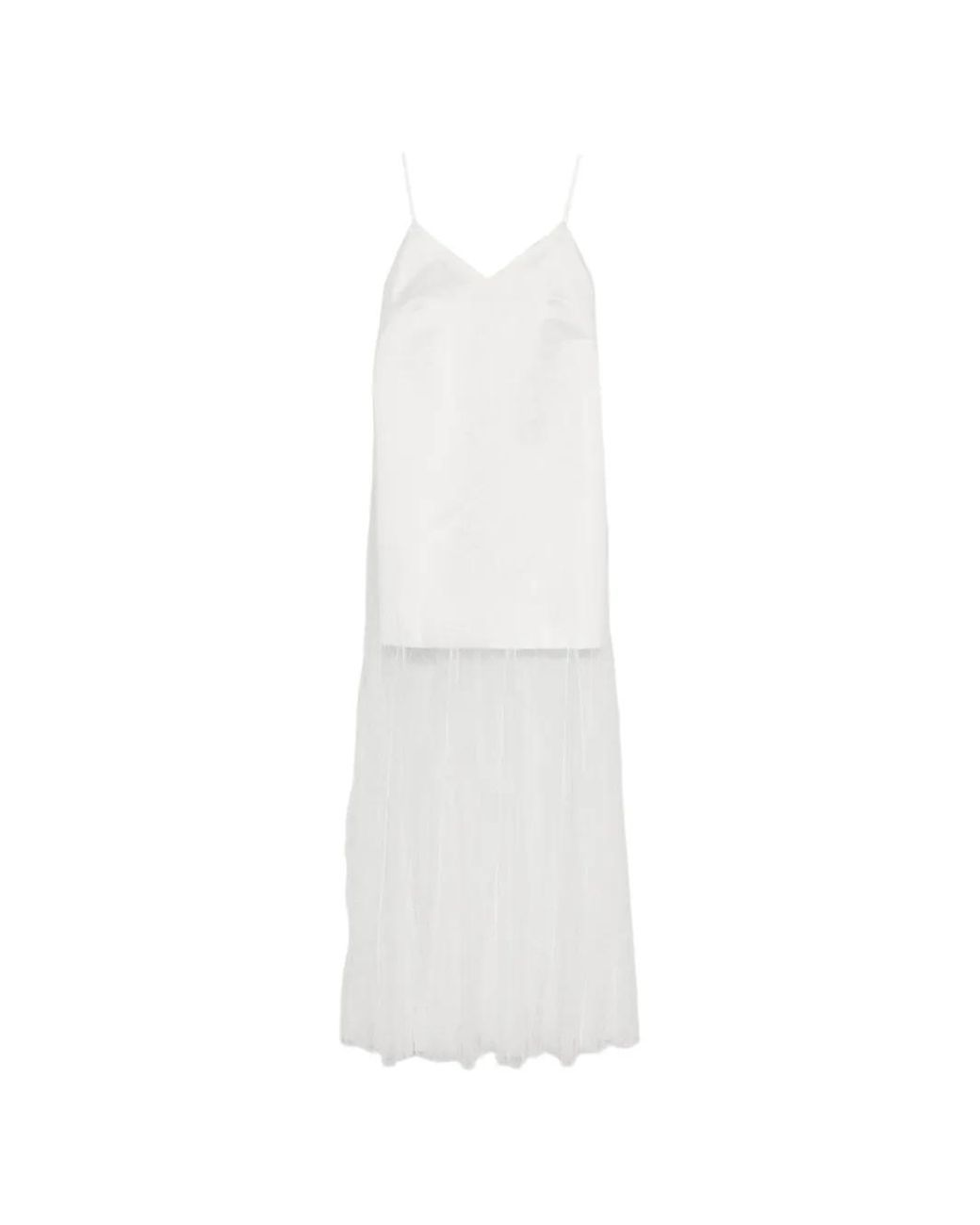 Maje White Taffeta And Lace Dress