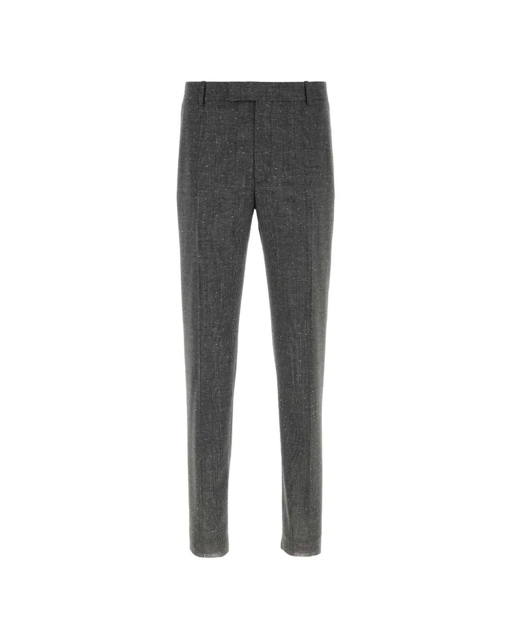McQueen Gray Embroidered Wool Cigarette Trousers for men